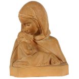 Jeanne Ferrez, French (1879-1972) "Madonna and Child," terracotta, signed  and with stamp mark,