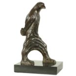 Rimantas Sulskis, Lithuanian (1943-1995) "A Human and a Bird," bronze, signed  with initials, on