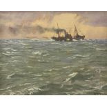 Patrick Leonard, Irish (1918-2005) "Neutral," O.O.B., depicting Free State Naval Ship with tri-