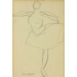 Dame Laura Knight, RA (1877-1970) "The Dancer," pencil drawing, signed lower left, approx. 31cms x