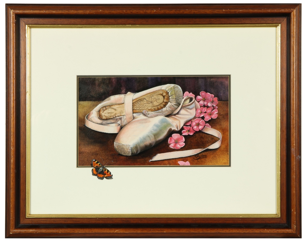 Kitty James, Irish - 21st Century "Ballerina's Shoes," watercolour, depicting still life with - Image 2 of 3