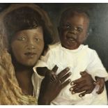 Markey Robinson, Irish (1918-1999) "Mother and Child, Mallorca, Spain," O.O.C., depicting young