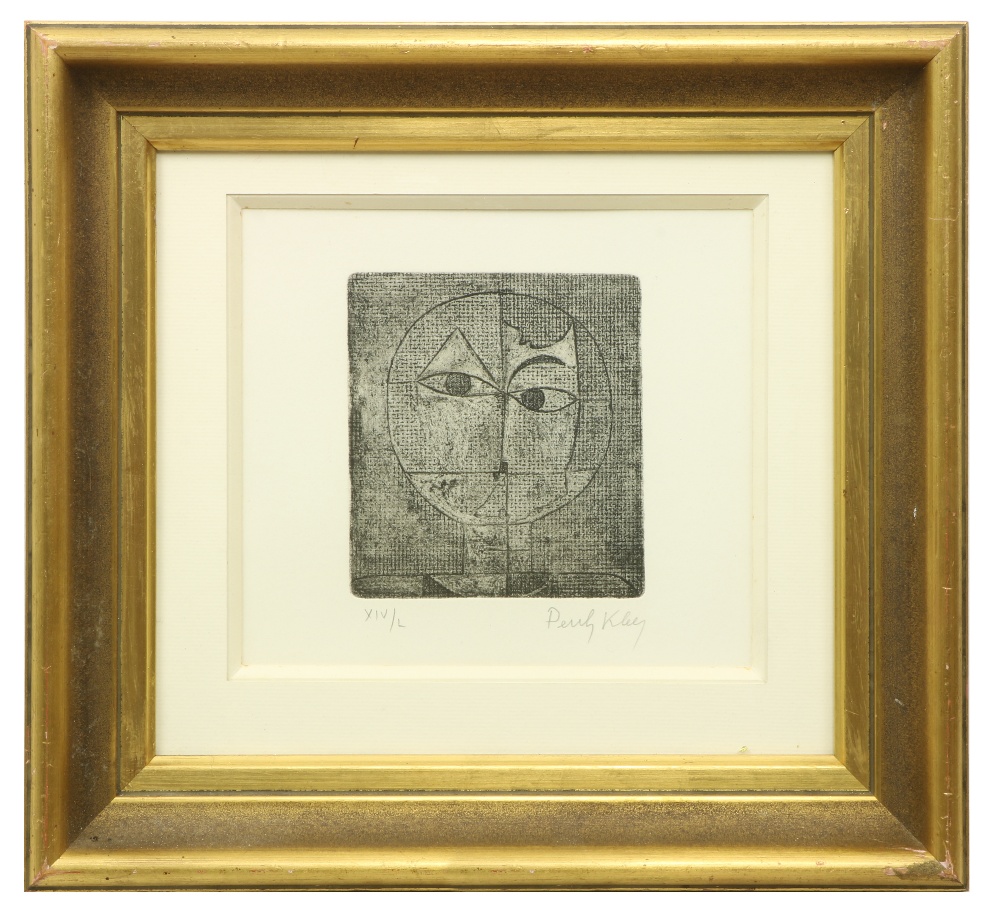 After Paul Klee, Swiss (1879-1940) "Cubist Head," etching, No. 14 of 50, bears signature, approx. - Image 2 of 2