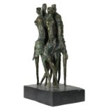 Edward Delaney, RHA (1930-2009) "Famine Group," bronze, approx. 34cms (13") mounted on slate marble.