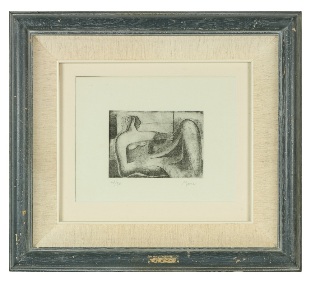 After Henry Moore, British, OM, CH, FBA (1898-1986) "Reclining Nude Woman," etching, Limited Edn., - Image 2 of 9