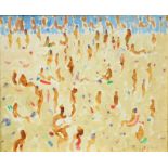James Nolan, RHA (1929-2015) "On Paradise Beach," O.O.B., approx. 26cms x 30cms (10" x 12"),