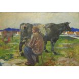 Maurice MacGonigal PRHA (1900–1979) Milking the Cows  c. 1934, oils on canvas, 127cms x 86cms (50” x