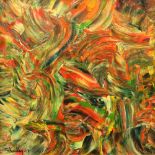 Kevin Sharkey, Irish (b. 1961) "Wish," O.O.B., colourful abstract, approx. 31cms x 31cms (12" x 12")