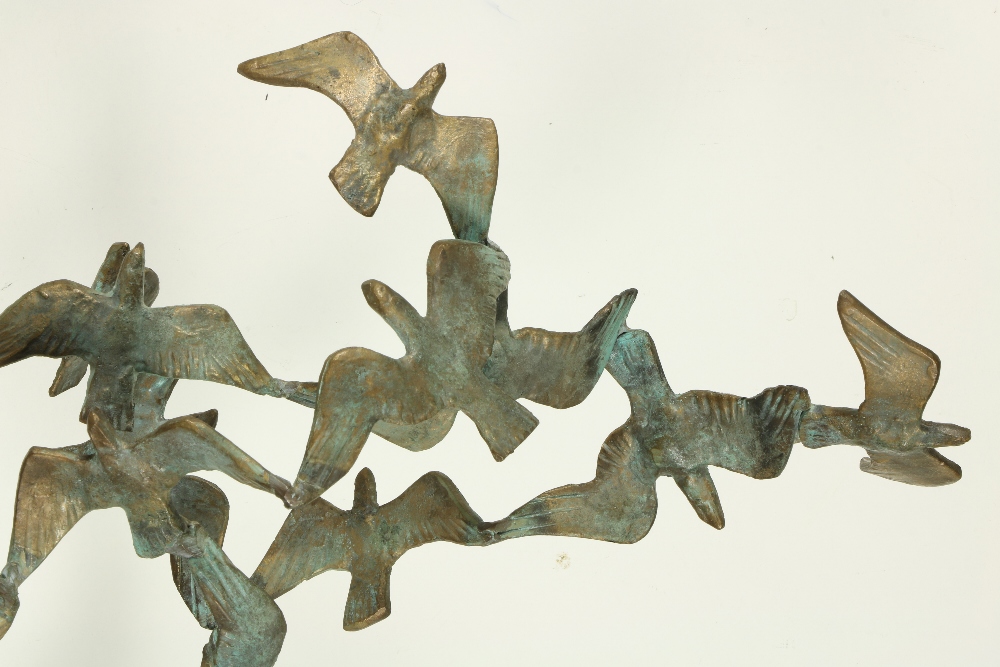 John Behan, Irish, RHA ( b.1938) "Birds in Flight," bronze sculpture, surmounted on natural stone, - Image 2 of 4