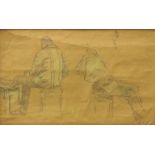 William Conor, OBE, RHA, RUA (1881-1968) "Studies of seated Gentlemen," pen and crayon, approx.