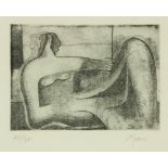 After Henry Moore, British, OM, CH, FBA (1898-1986) "Reclining Nude Woman," etching, Limited Edn.,