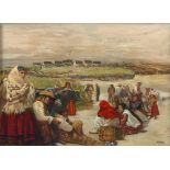 Sean Keating (1889-1977)  “Waiting for the Steamer, Aran Islands” c. 1950, oil on canvas, 76cms x