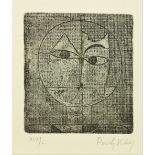 After Paul Klee, Swiss (1879-1940) "Cubist Head," etching, No. 14 of 50, bears signature, approx.