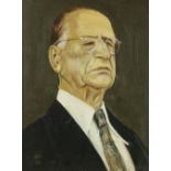 Gerald Fitzgerald, Irish (XIX-XX) "Dev at 90," O.O.C., head and shoulders portrait with De Valera