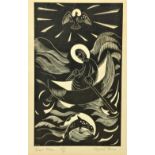 Elizabeth Rivers (1903-1964) "Saint Alone," woodcut, Limited Edition No. 48 (70) signed, approx.