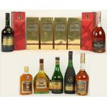 Cognacs:  A collection of Hennessy (four boxed bottles) Remy Martin, Martell and others, as a