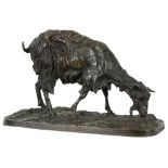 After Pierre Jules Mene, French (1810-1879) "Pyrenean Goat Grazing," bronze, signed, approx. 18cms