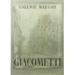 Alberto Giacometti Exhibition Poster "The Galerie Maeght," 28" x 20" (71cms x 51cms), glazed and