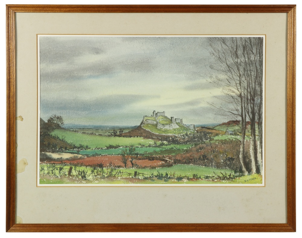 James Hall Flack, Irish (1941-2018) "The Rock of Dunamase," watercolour, extensive landscape scene - Image 2 of 12