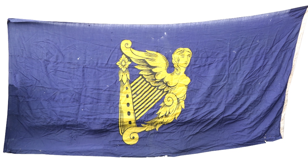 Maid of Erin Flag. A large and impressive blue linen Flag, approx. 10' x 5' (4 meters x 2 meters),