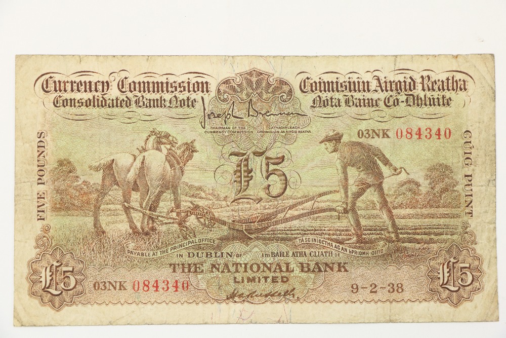Currency Commission Consolidated Bank Note: "Ploughman" £5 (Five Pounds) The National Bank