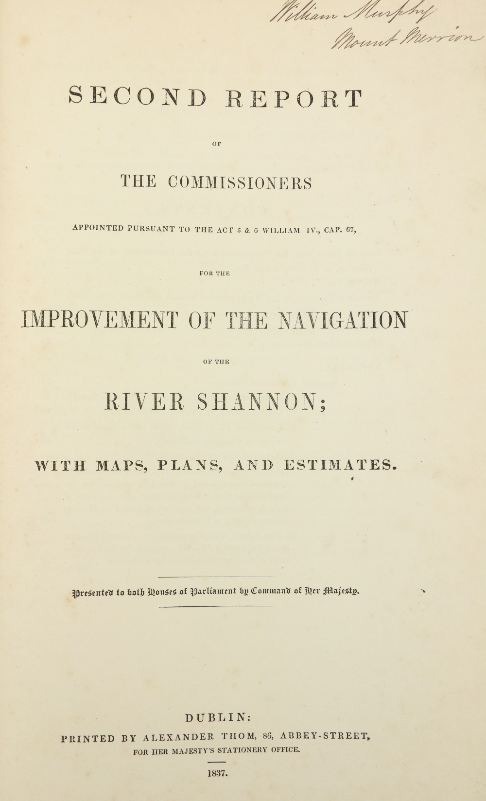 River Shannon:  Burgoyne (J.F.), Jones (H.D.) & R. Griffith, Second Report of The Commissioners .. - Image 2 of 3