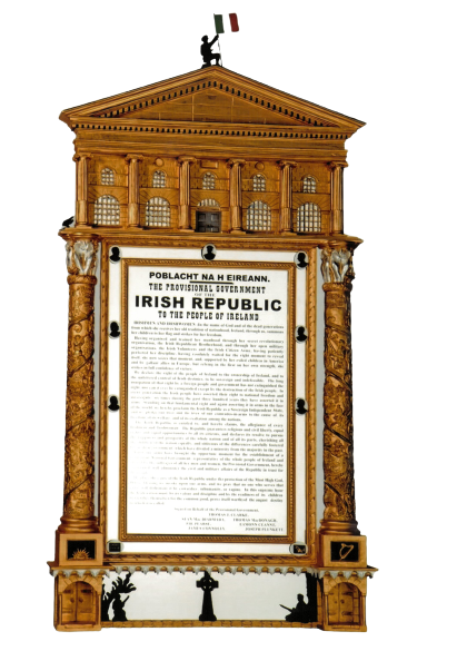 A 1916 COMMEMORATIVE MIRROR An exact facsimile of the 1916 Proclamation, engraved on the reverse