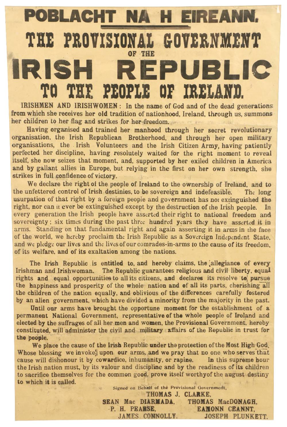 The Corner-stone Document of Irish Freedom 1916 PROCLAMATION OF THE IRISH REPUBLIC   An Original