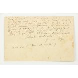 From Joyce, ‘Saluti Cordiale’ Joyce (James).  Autograph signed Note on reverse of his calling