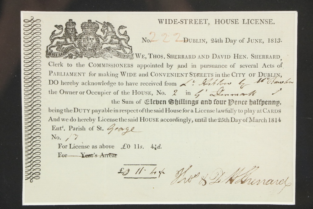 A Licence to Play Cards Ephemera: Wide Street Commissioners - Serrard (Thos. & D.) Wide-Street,