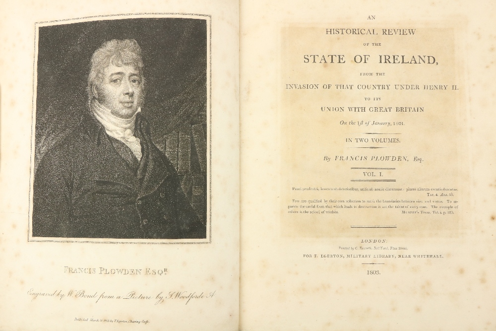 Very Fine Set Plowden (Francis) An Historical Review of the State of Ireland, 2 vols. in Three, - Image 2 of 2