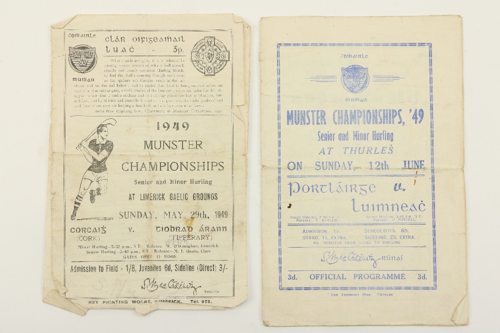 G.A.A., Programmes, Hurling (Munster) 1940's, Official Programmes to include: * Cork v. Tipperary at