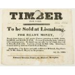 Co. Monaghan Printing: Printed Poster, Timber for Sale. To be Sold at Lisnalong, For Ready Money,...