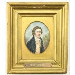 19th Century Irish School Miniature: "Henry Sheares," oils on card, oval depicting Young Gentleman