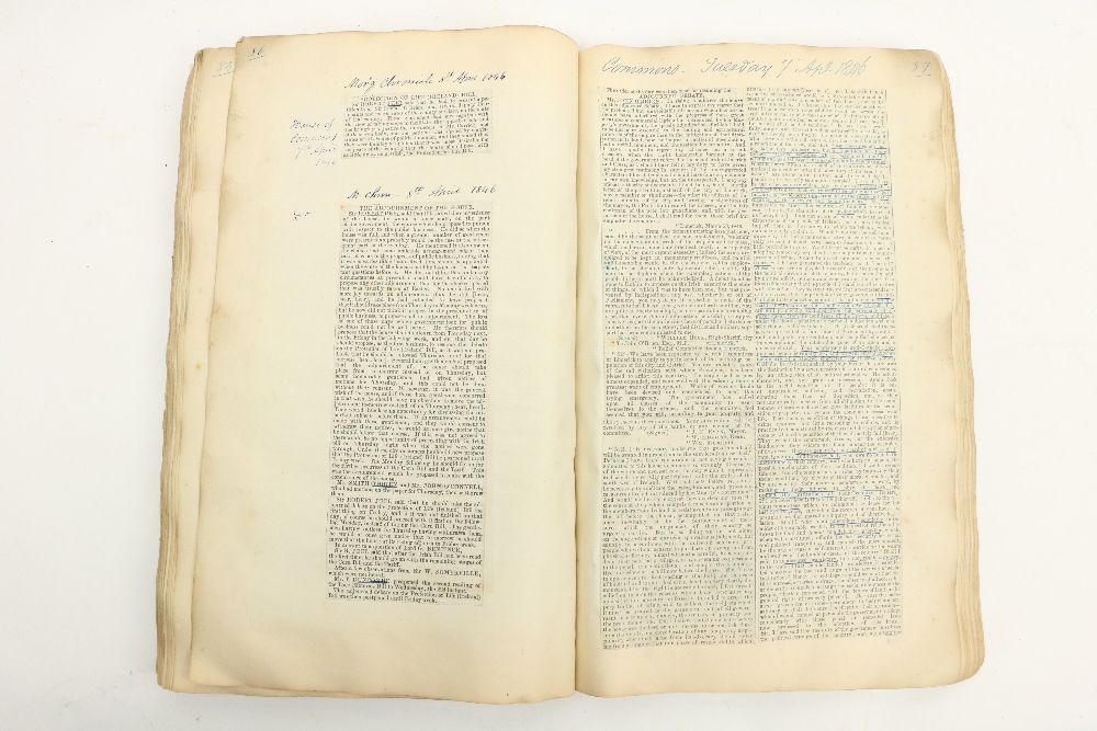 The Coercion Bill of 1846: A folio Album of newscuttings, of Reports etc., mainly from the ' - Image 3 of 3
