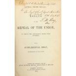 Signed by the Secretary Irish Repeal: Essays on the Repeal of the Union, ... roy 8vo Dublin (J.