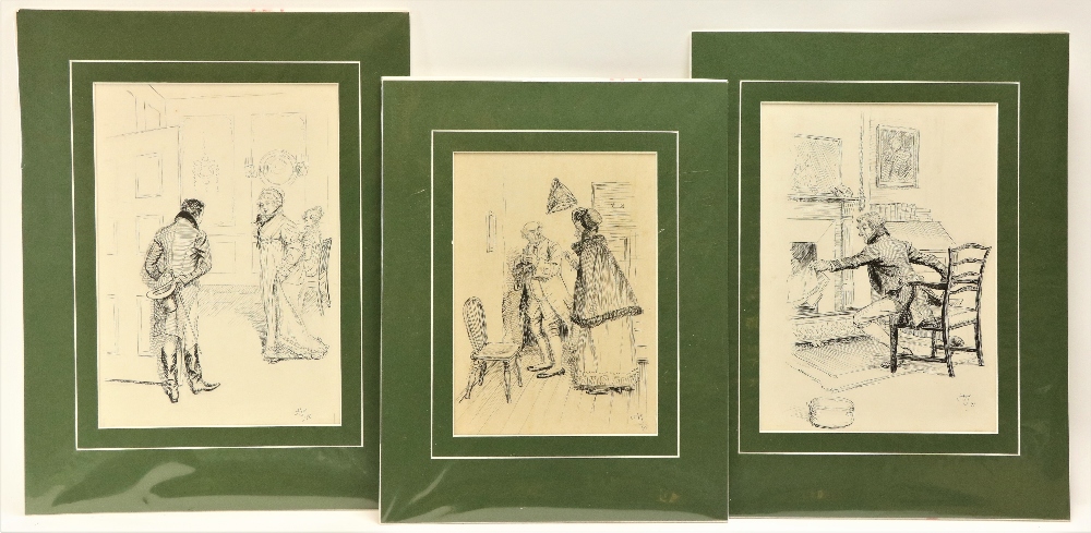 Hugh Thomson, Irish (1860-1920) A set of three original pen and ink Illustrations for Jane Austen'