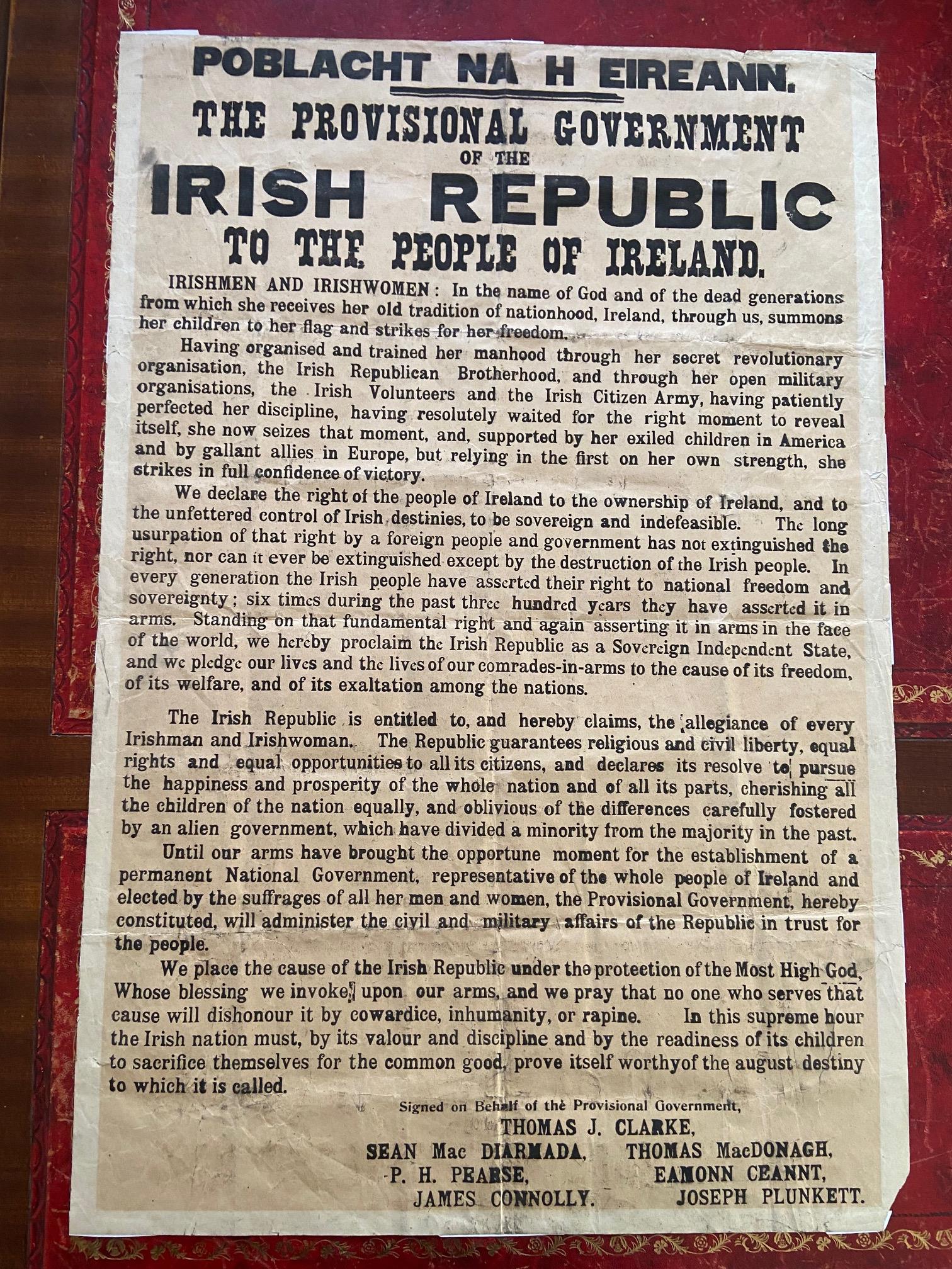 The Corner-stone Document of Irish Freedom 1916 PROCLAMATION OF THE IRISH REPUBLIC   An Original - Image 2 of 40