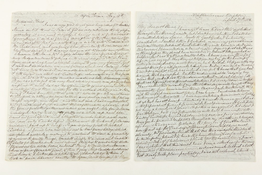 Poignant Family Letters to a Young Officer serving in the Crimean War Two Manuscript Letters