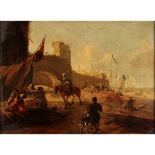 Willem Joost Lodewijk Spoor (1749/1821) "Paesaggio con fortificazione e figure" - "Landscape with fo