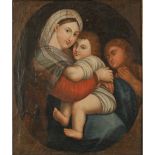 Scuola siciliana del secolo XIX "Madonna con bambino e San Giovannino" - 19th century Sicilian schoo
