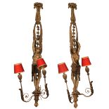 Coppia di grandi applique a due luci - Pair of large two-light wall lights