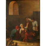 Scuola fiamminga della fine del secolo XVIII "Bevitori all'osteria"Flemish school of the late ei