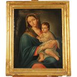 Scuola siciliana secolo XIX "Madonna con bambino" - 19th century Sicilian school "Madonna with child