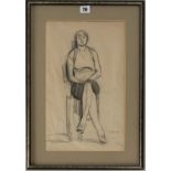 Drawing of seated woman signed by Philip Naviasky. Image 10” x 16.5”, frame 15” x 21”