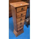 Modern narrow chest of 6 small drawers, 12” long x 7.5” wide x 36” high.