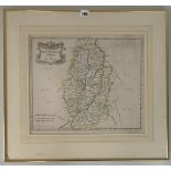 Print of old map “Nottinghamshire” by Robert Morden, image 17” x 15”, frame 24” x 22”