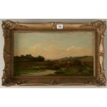 Oil of landscape signed T. O. Hume. Image 17.5” x 10”, frame 22” x 14”