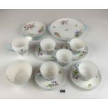 18 piece part Shelley ‘Wild Flowers’ tea set comprising 5 cups, 4 saucers, 6 side plates, sandwich