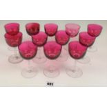 12 cranberry red wine glasses